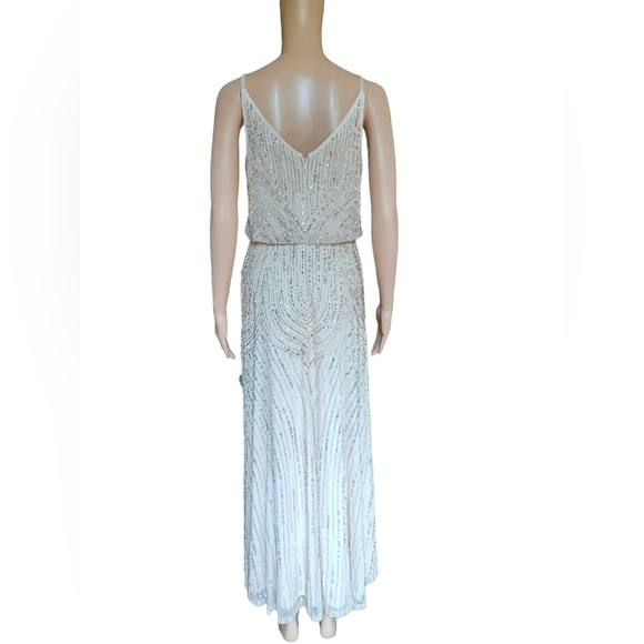 BHLDN Womens Sleeveless Champagne Beaded Sequined Maxi Dress V Neckline Size 4 - Picture 2 of 12